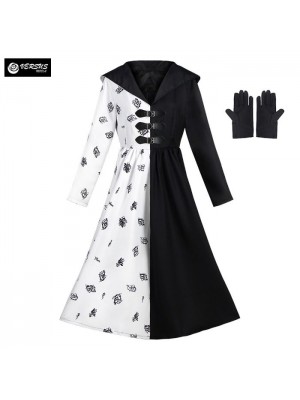 Strega Donna Crudele Vestito Carnevale Bianco Nero Cruel Woman Costume CRUD03